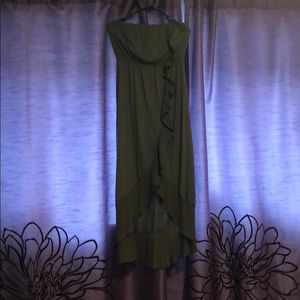 Olive Green high-low tube top sundress